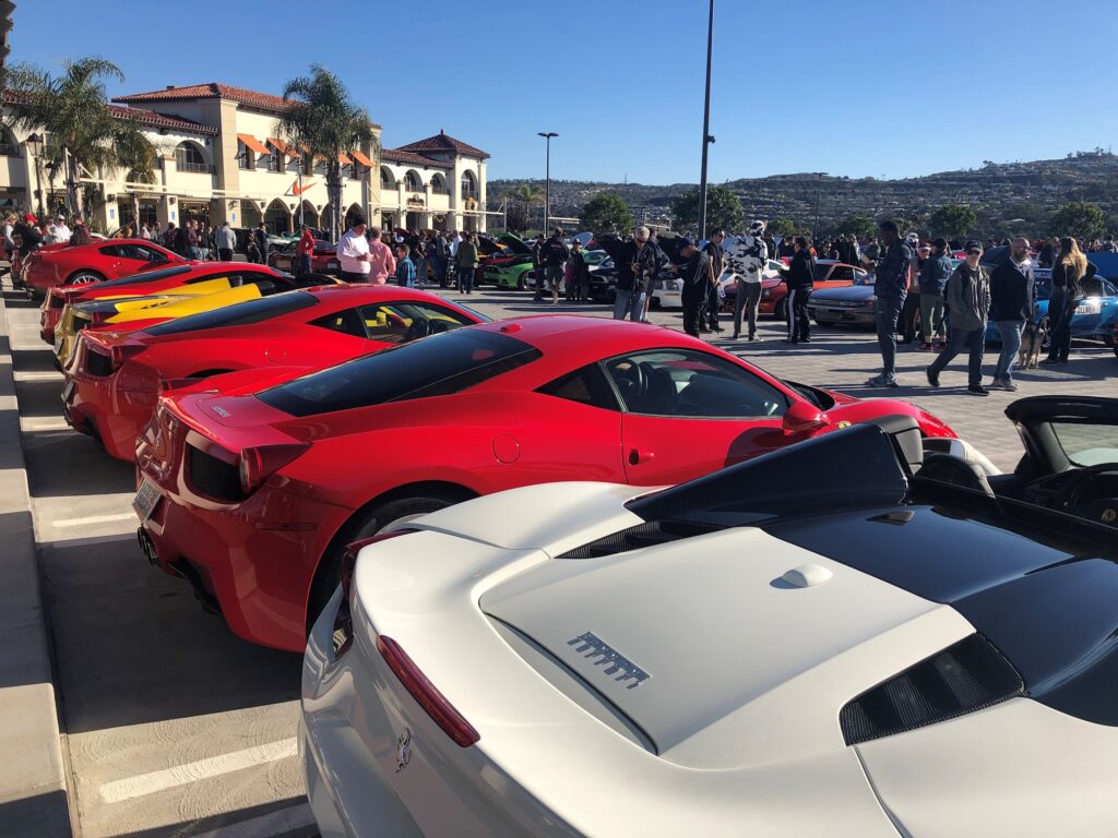 Row of Ferraris at carshow